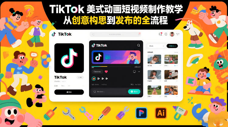 TikTok美式动画短视频制作教学,从创意构思到发布的全流程-K6源码网