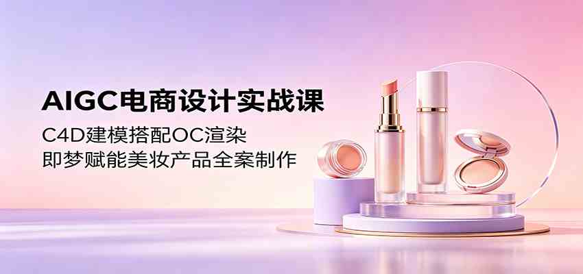 AIGC电商设计实战课：C4D建模搭配OC渲染，即梦赋能美妆产品全案制作-K6源码网