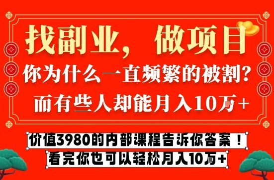 价值3980的网创内部课程，告诉你互联网创业月入10个W的秘密【揭秘】-K6源码网