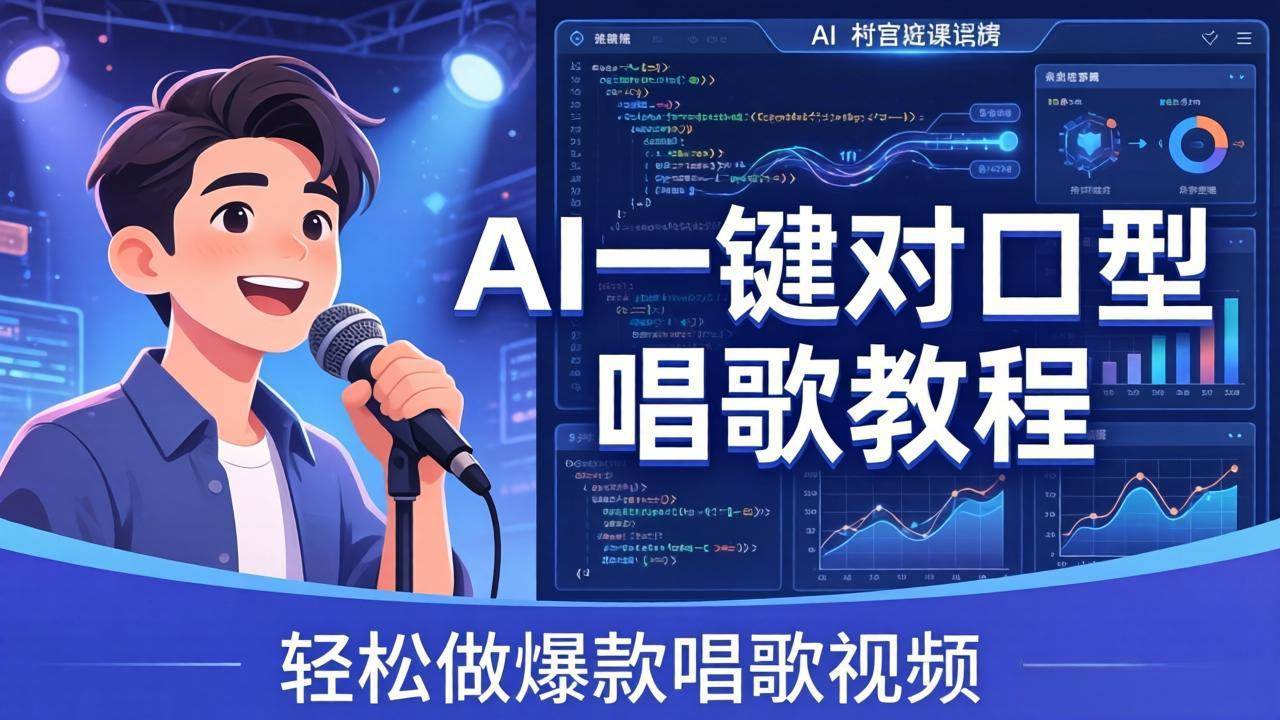 （18118期） AI一键对口型唱歌教程：零基础也能学，素材准备+模型训练+音色转换，轻松做爆款唱歌视频-K6源码网