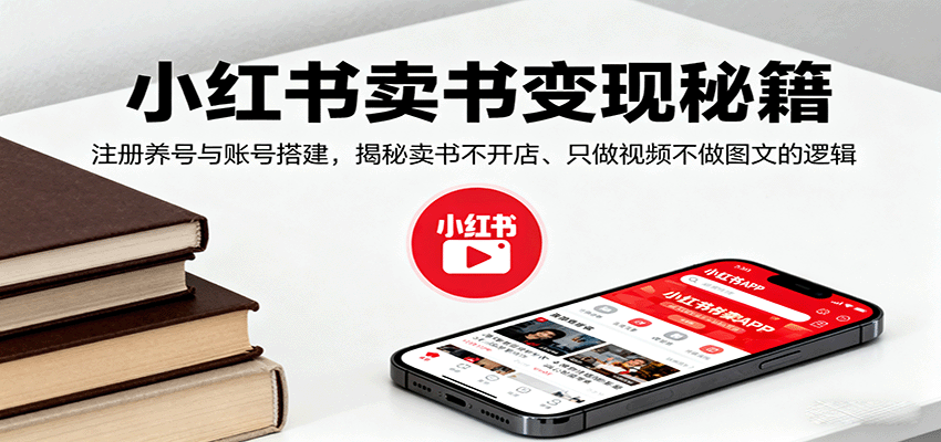 小红书卖书变现秘籍，注册养号与账号搭建，揭秘卖书不开店、只做视频不做图文的逻辑-K6源码网