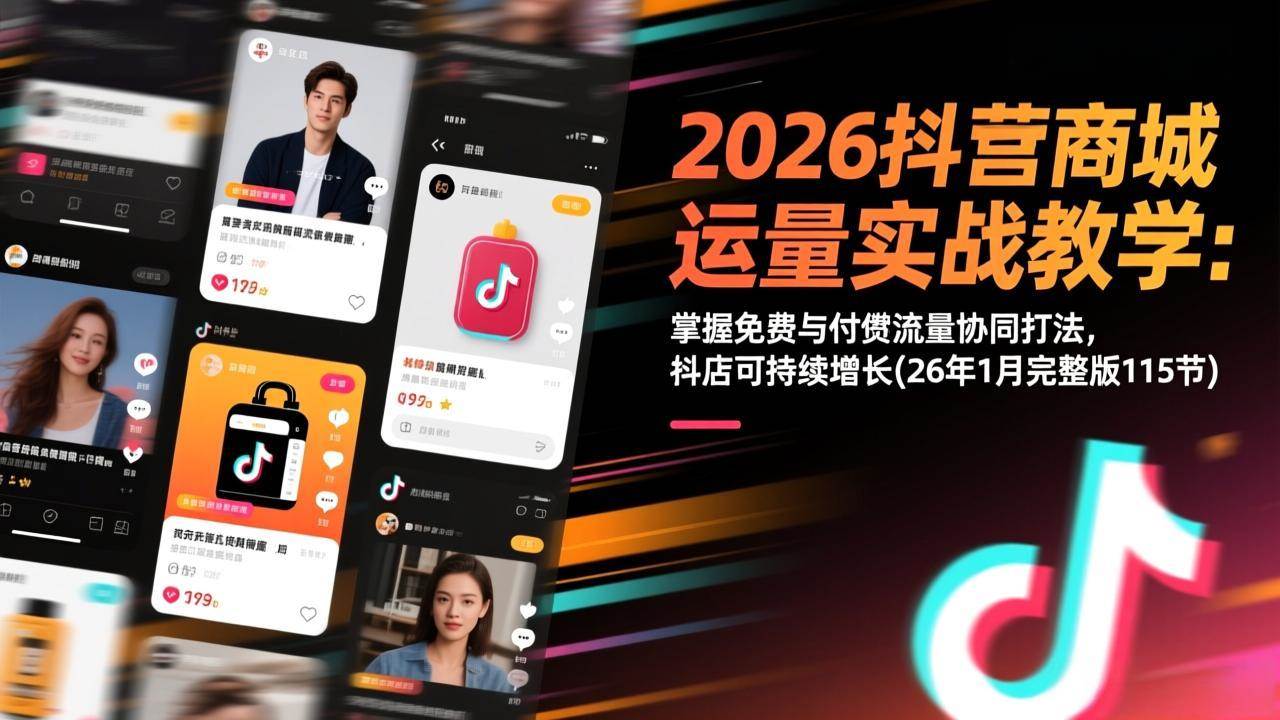 （17165期）2026抖音商城运营实战教学：掌握免费与付费流量协同打法，抖店可持续增长(26年1月完整版115节)-K6源码网