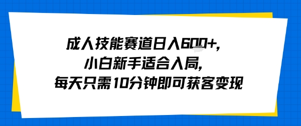 成人技能赛道日入多张,小白新手适合入局,每天只需10分钟即可获客变现-K6源码网