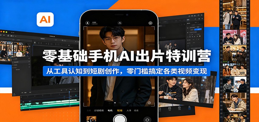 零基础手机AI出片特训营：从工具认知到短剧创作，零门槛搞定各类视频变现-K6源码网