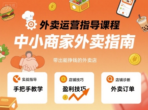 外卖运营指导课程，中小商家外卖指南，手把手带出能挣钱的外卖店-K6源码网