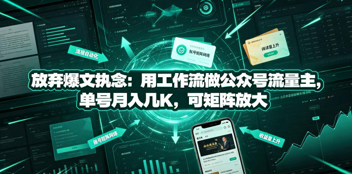 放弃爆文执念：用工作流做公众号流量主，单号月入几K，可矩阵放大-K6源码网