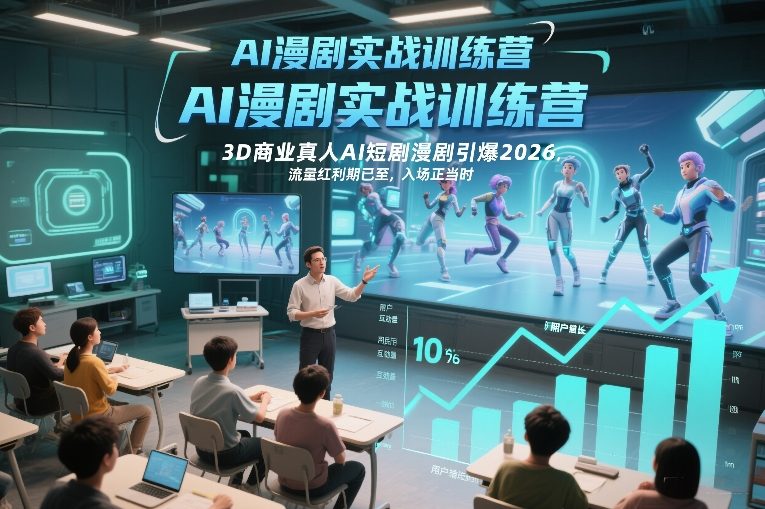 AI漫剧实战训练营，3D商业真人AI短剧漫剧引爆2026，流量红利期已至，入场正当时-K6源码网