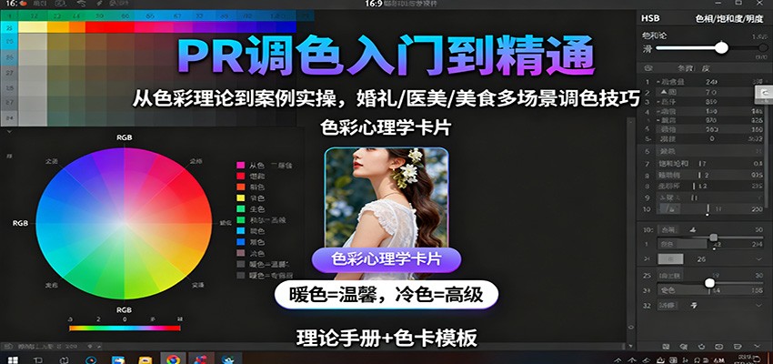 PR调色入门到精通:从色彩理论到案例实操,婚礼/医美/美食多场景调色技巧-K6源码网