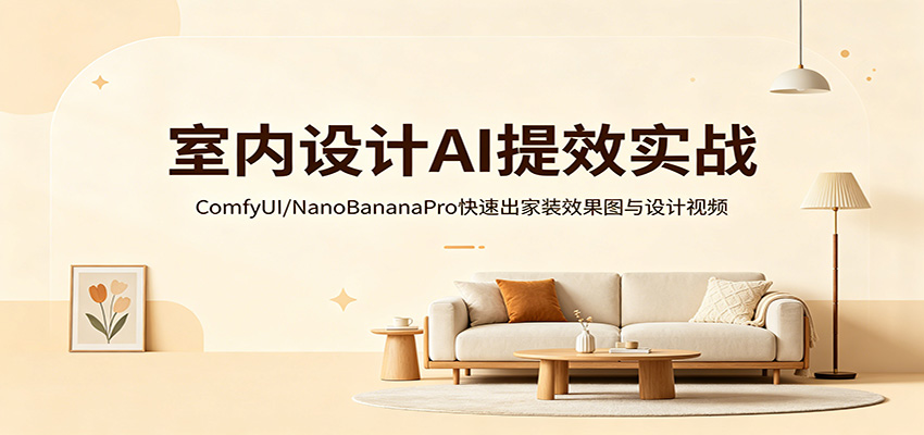 室内设计AI提效实战：ComfyUI/NanoBananaPro快速出家装效果图与设计视频-K6源码网