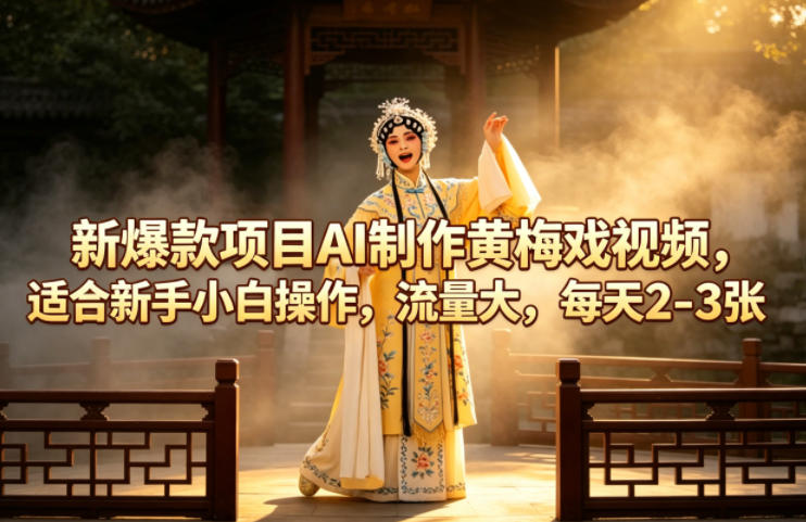新爆款项目AI制作黄梅戏视频，适合新手小白操作，流量大，每天2-3张-K6源码网