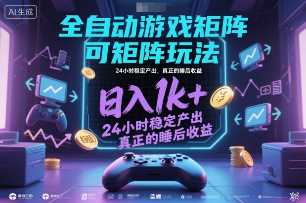 全自动游戏掘金，可矩阵操作，日入1k+，24小时稳定产出，真正的睡后收益【揭秘】-K6源码网