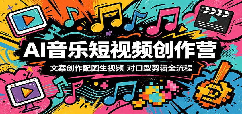 AI音乐短视频创作营：文案创作配图生视频，对口型剪辑全流程-K6源码网