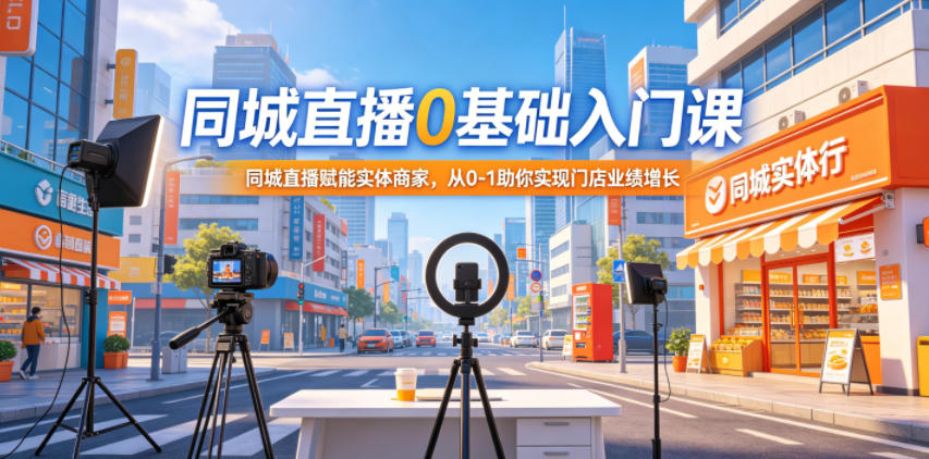同城直播0基础入门课，同城直播赋能实体商家，从0-1助你实现门店业绩增长-K6源码网