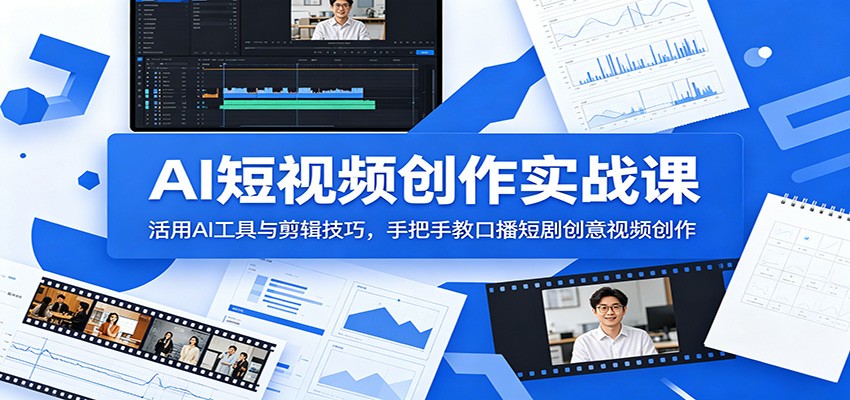 AI短视频创作实战课:活用AI工具与剪辑技巧,手把手教口播短剧创意视频创作-K6源码网