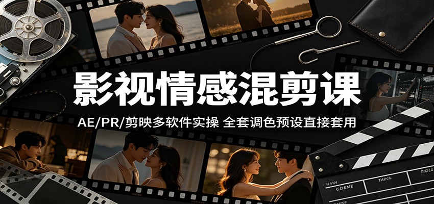 影视情感混剪课:AE/PR/剪映多软件实操,全套调色预设直接套用-K6源码网