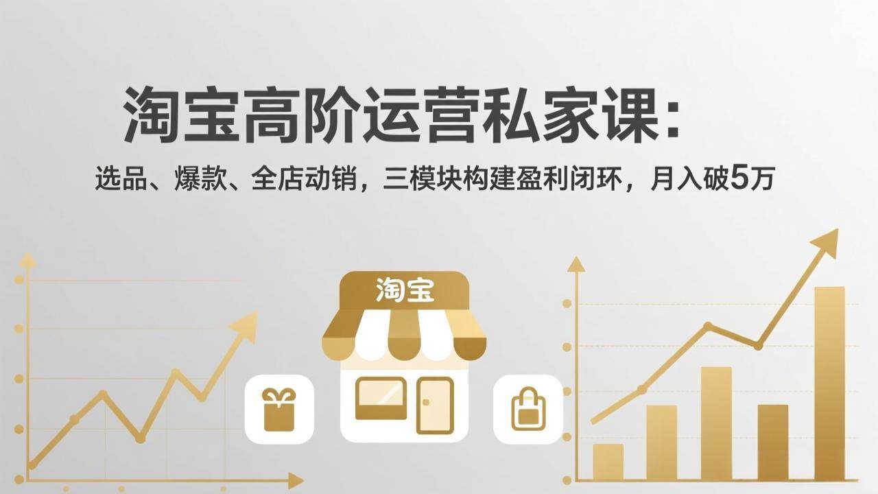 （17904期）淘宝高阶运营私家课（更新26年4月）：选品、爆款、全店动销，三模块构建盈利闭环，月入破5万-K6源码网