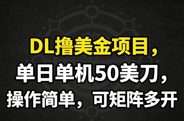 DL撸美金项目，单日单机50美刀，操作简单，可矩阵多开-K6源码网