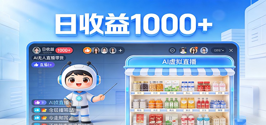 不用露脸不用说话，24小时自动卖货赚钱，全天自动直播，收益看得见-K6源码网