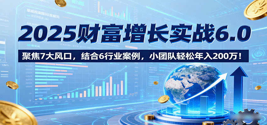 2025财富增长实战6.0,聚焦7大风口,结合6行业案例,小团队轻松年入200万!-K6源码网