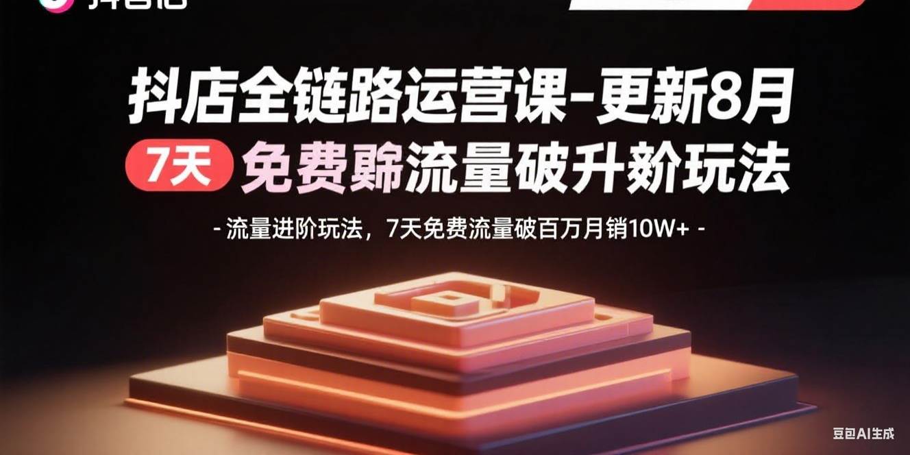 （15918期）抖店全链路运营课-更新8月：流量进阶玩法，7天免费流量破百万月销10W+-K6源码网