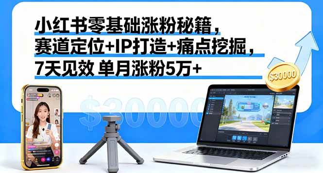 （16158期）小红书零基础涨粉秘籍，赛道定位+IP打造+痛点挖掘，7天见效 单月涨粉5万+-K6源码网