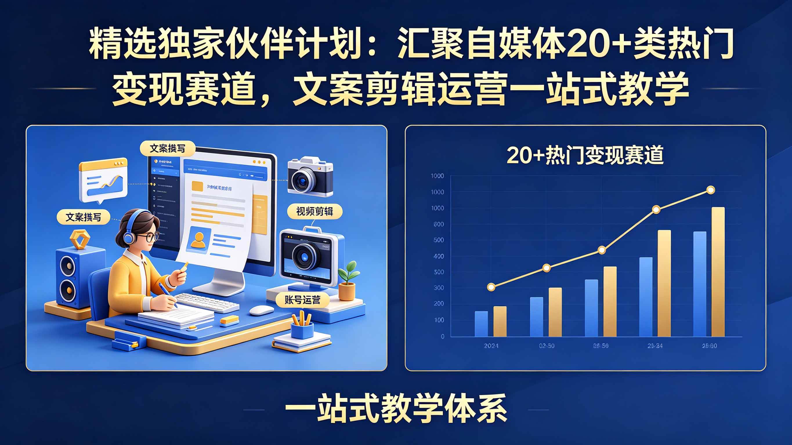 （18478期）精选独家伙伴计划：汇聚自媒体20+类热门变现赛道，文案剪辑运营一站式教学-K6源码网
