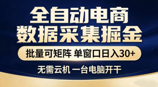 独家电商数据全自动采集项目，批量可矩阵，单窗口轻松日入3张+【揭秘】-K6源码网