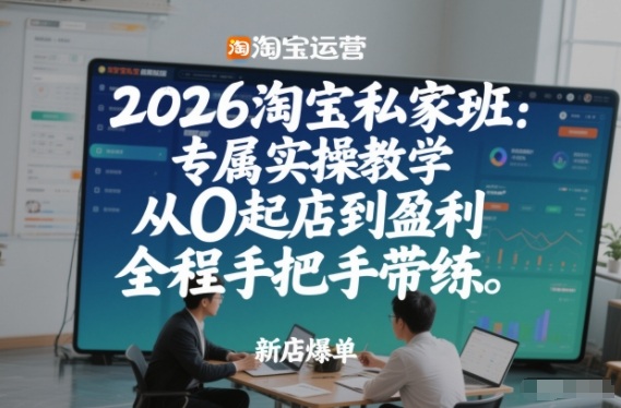 2026淘宝私家班：专属实操教学，从0起店到盈利，全程手把手带练-K6源码网