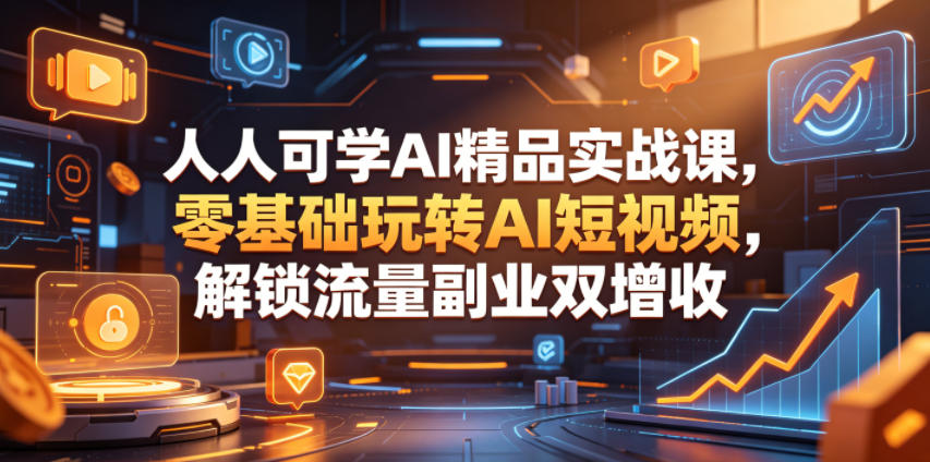 人人可学AI精品实战课,零基础玩转AI短视频,解锁流量副业双增收-K6源码网