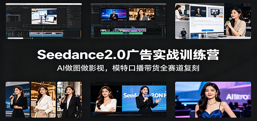 Seedance2.0广告实战训练营：AI做图做影视，模特口播带货全赛道复刻-K6源码网