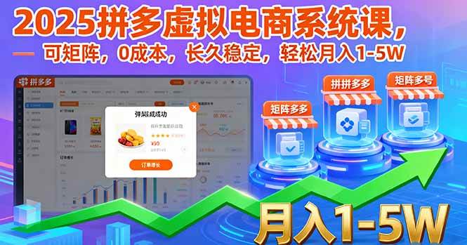 (16088期)2025拼多多虚拟电商系统课,可矩阵,0成本,长久稳定,轻松月入1-5W-K6源码网