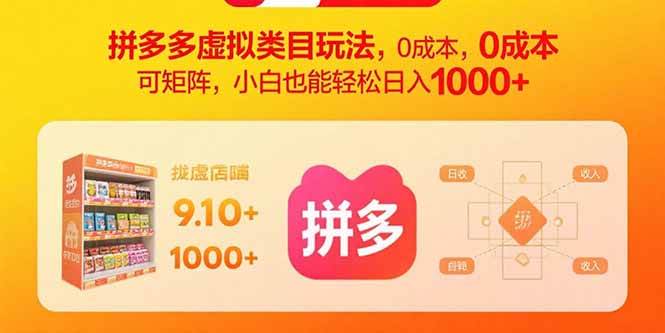 （15943期）拼多多虚拟类目玩法，0成本，可矩阵，小白也能轻松日入1000+-K6源码网