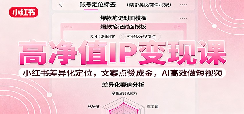高净值IP变现课:小红书差异化定位,文案点赞成金, AI高效做短视频-K6源码网