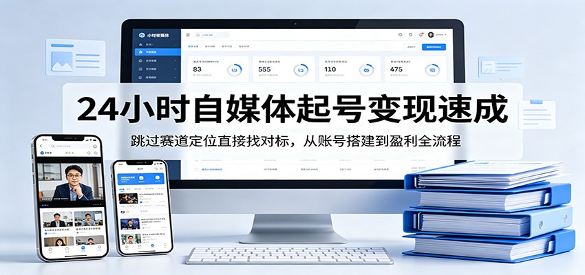 24小时自媒体起号变现速成，跳过赛道定位直接找对标，从账号搭建到盈利全流程-K6源码网