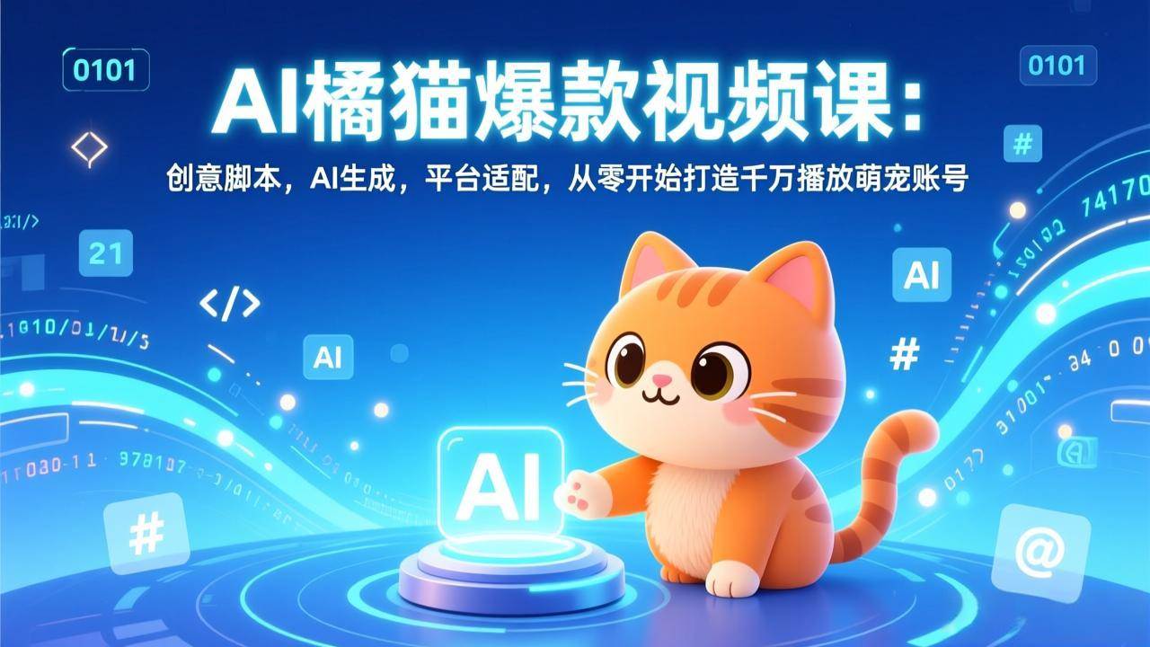 （17091期）AI橘猫爆款视频课：创意脚本，AI生成，平台适配，从零开始打造千万播放萌宠账号-K6源码网