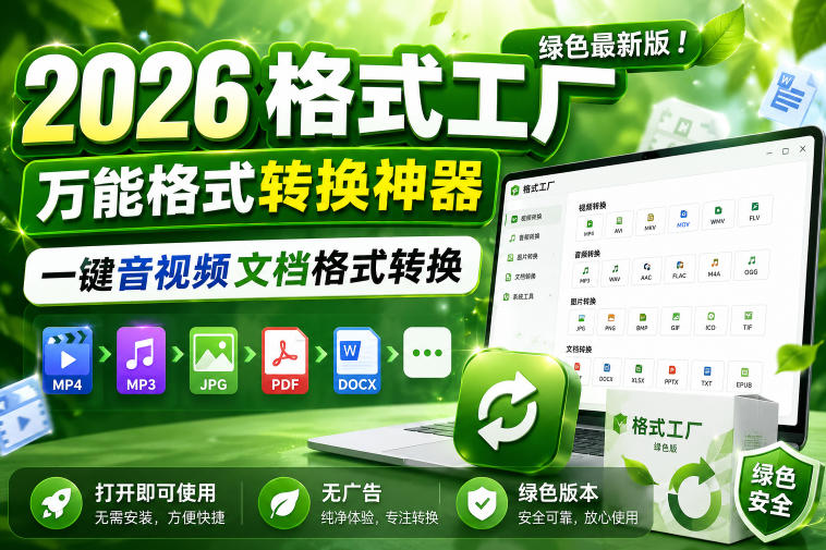 2026格式工厂绿色最新版!万能格式转换神器,一键音视频文档格式转换,打开即可使用,无广告绿色版本-K6源码网
