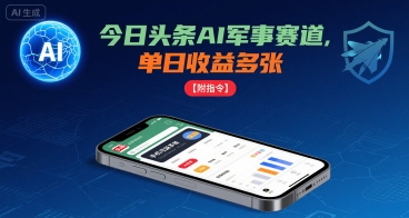 今日头条AI军事赛道,单日收益多张 ,手机可做【附指令】-K6源码网