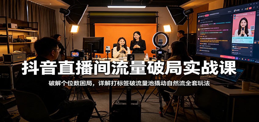 抖音直播间流量破局实战课：破解个位数困局，详解打标签破流量池撬动自然流全套玩法-K6源码网