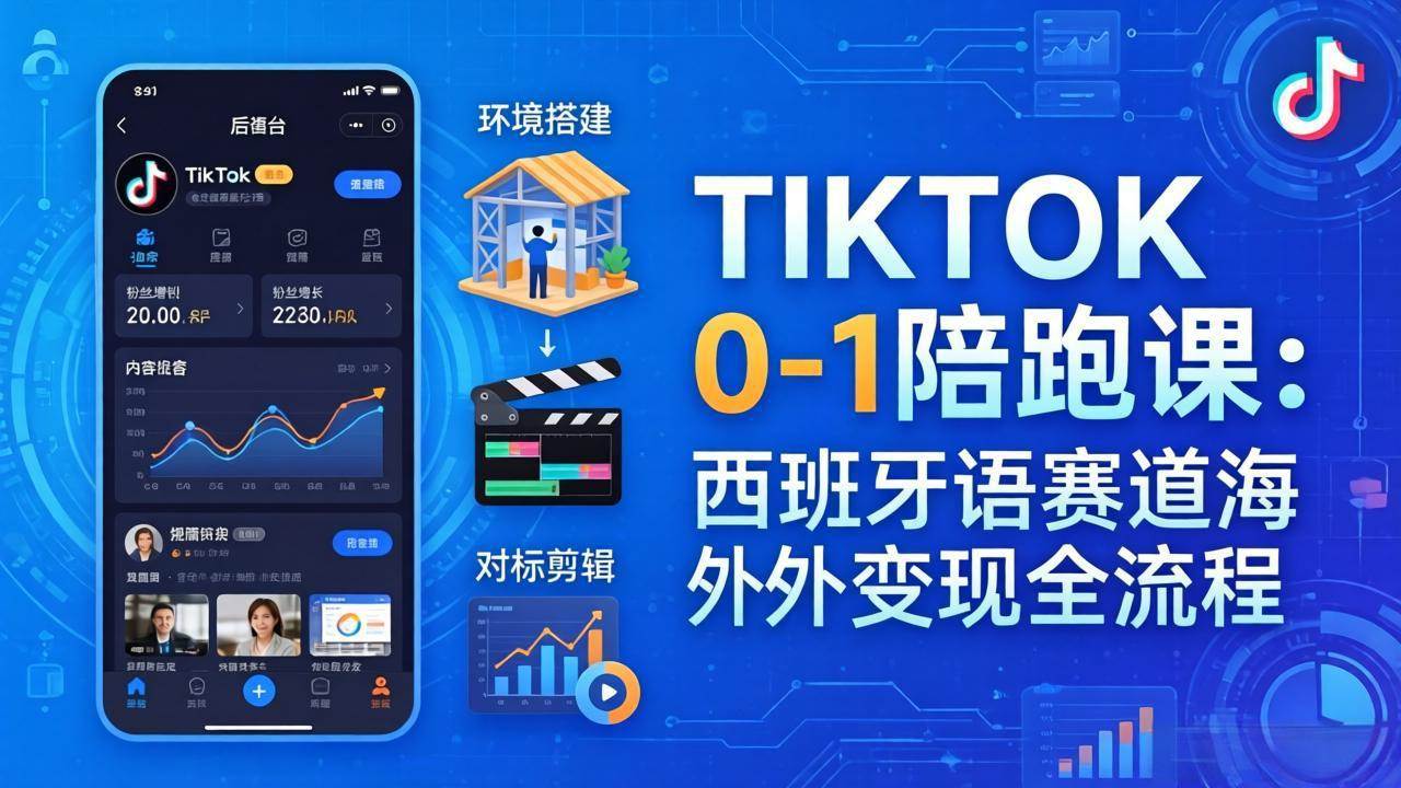（17908期）TIKTOK 0-1 陪跑课：从环境搭建到刷对标剪辑，西班牙语赛道海外变现全流程-K6源码网