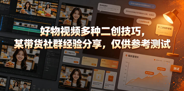 好物视频多种二创技巧，某带货社群经验分享，仅供参考测试-K6源码网