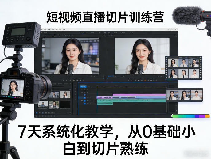 短视频直播切片训练营，7天系统化教学，从0基础小白到切片熟练-K6源码网