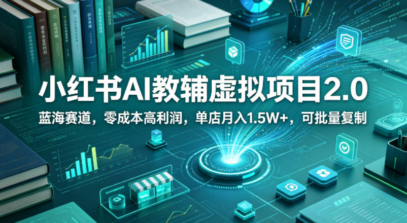 小红书AI教辅虚拟项目2.0，蓝海赛道，零成本高利润，单店月入1.5W+，可批量复制-K6源码网