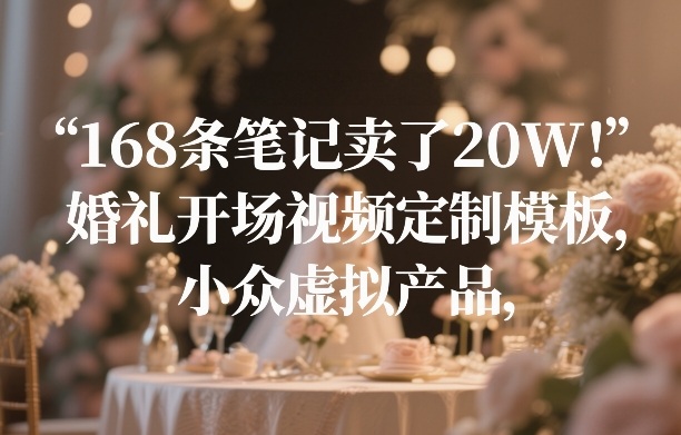 168条笔记卖了20W！婚礼开场视频定制模板，小众虚拟产品-K6源码网