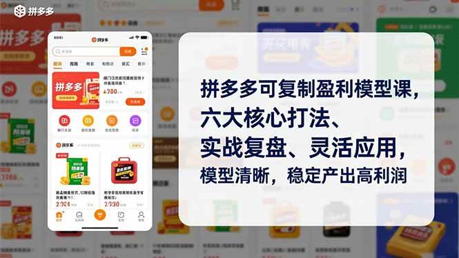 （16952期）拼多多可复制盈利模型课，六大核心打法、实战复盘、灵活应用，模型清晰，稳定产出高利润-K6源码网