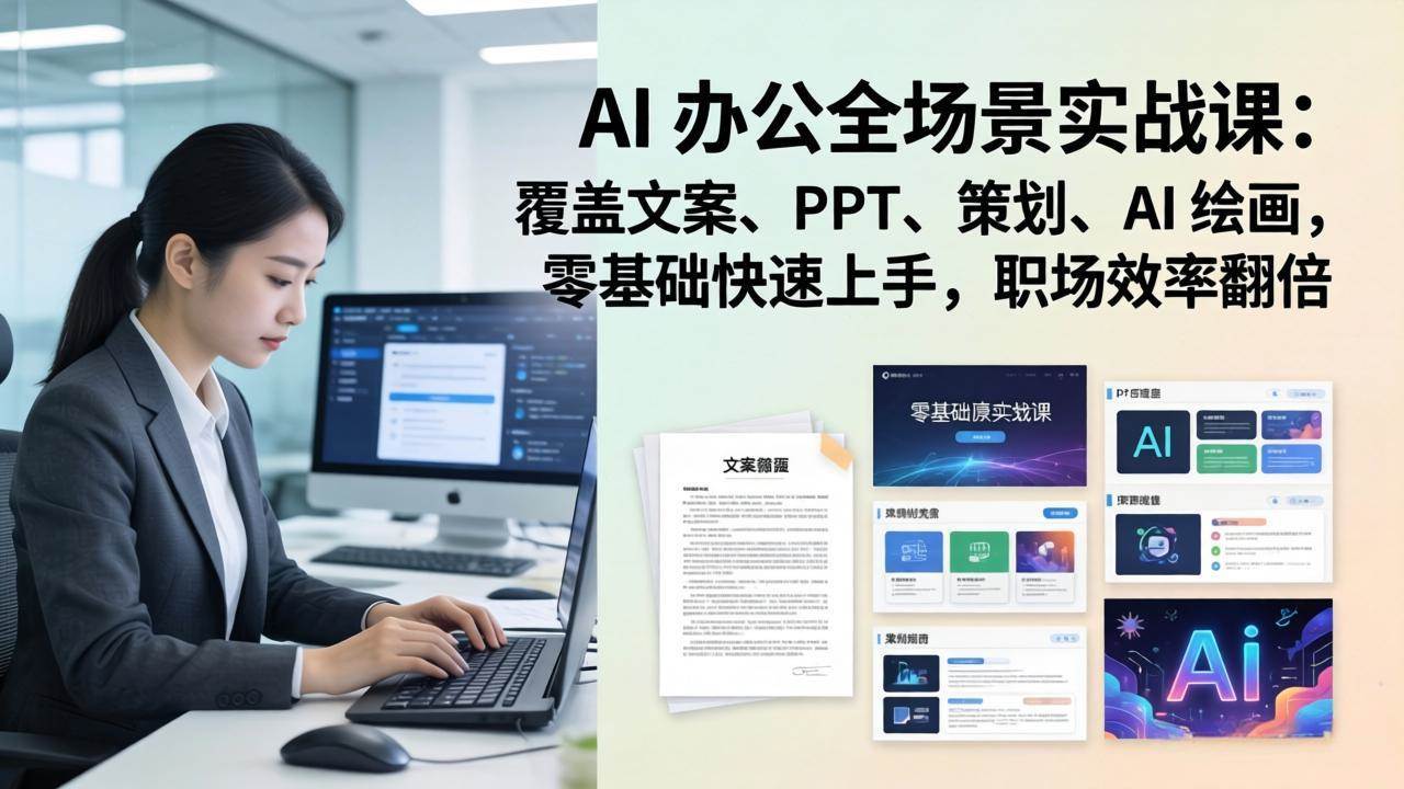 （17732期） AI 办公全场景实战课：覆盖文案、PPT、策划、AI 绘画，零基础快速上手，职场效率翻倍-K6源码网