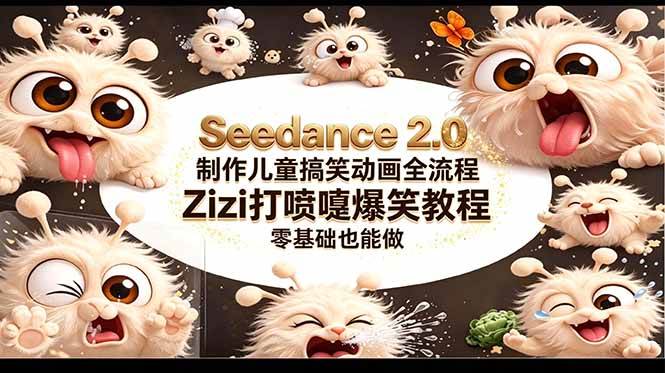 （18211期）Seedance 2.0 制作儿童搞笑动画全流程Zizi打喷嚏爆笑教程｜零基础也能做-K6源码网