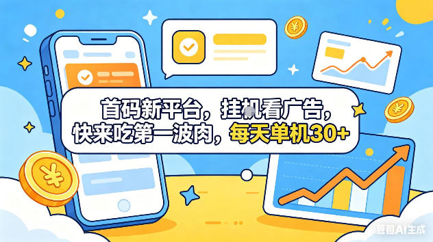 首码新平台,挂G自动看广告,快来吃第一波肉,每天单机30+,可矩阵放大【揭秘】-K6源码网