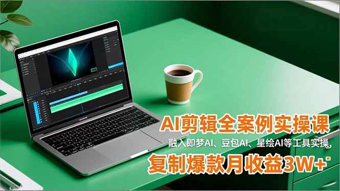 （16770期）AI剪辑全案例实操课，融入即梦AI、豆包AI、星绘AI等工具实操，复制爆款月收益3W+-K6源码网