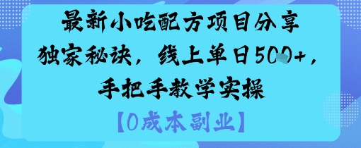 最新小吃配方项目分享独家秘诀,线上单日5张,手把手教学实操-K6源码网