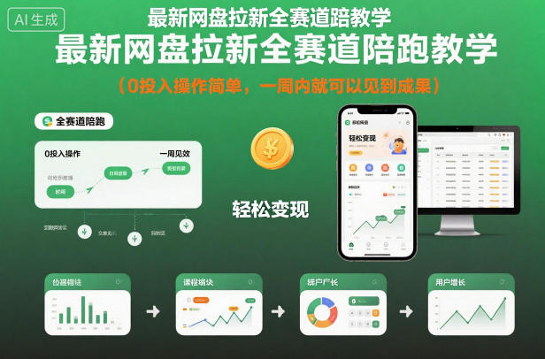 最新网盘拉新全赛道陪跑教学，0投入操作简单，一周内就可以见到成果-K6源码网